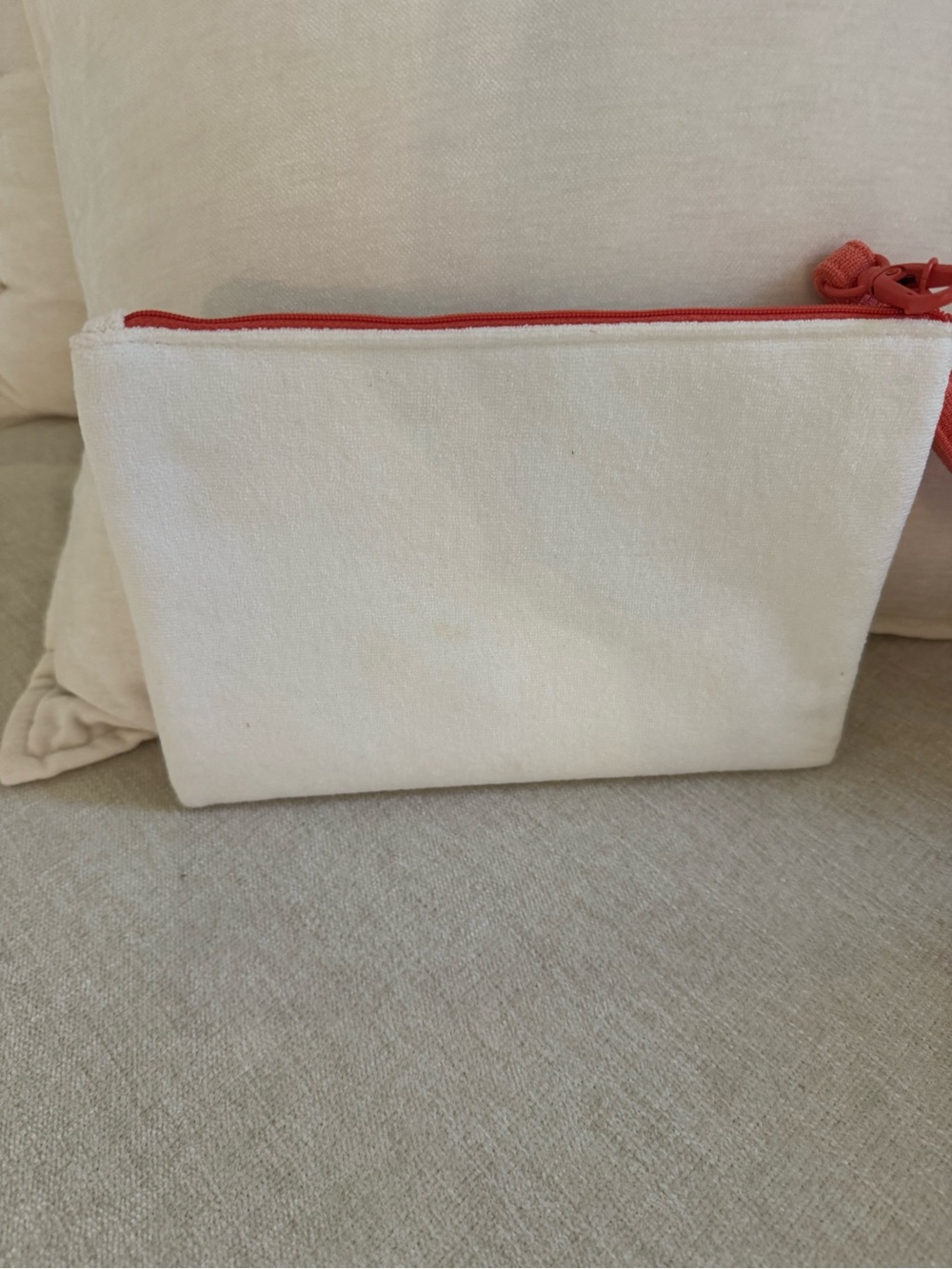 Dior White and Coral Christian Dior Canvas Cosmetic Pouch - Picture 3 of 3